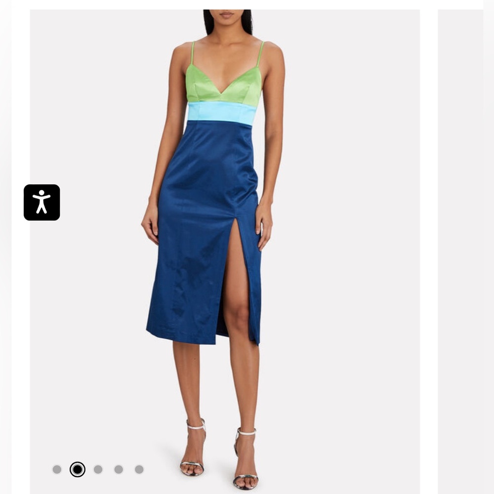 Staud Ellis satin color-block dress